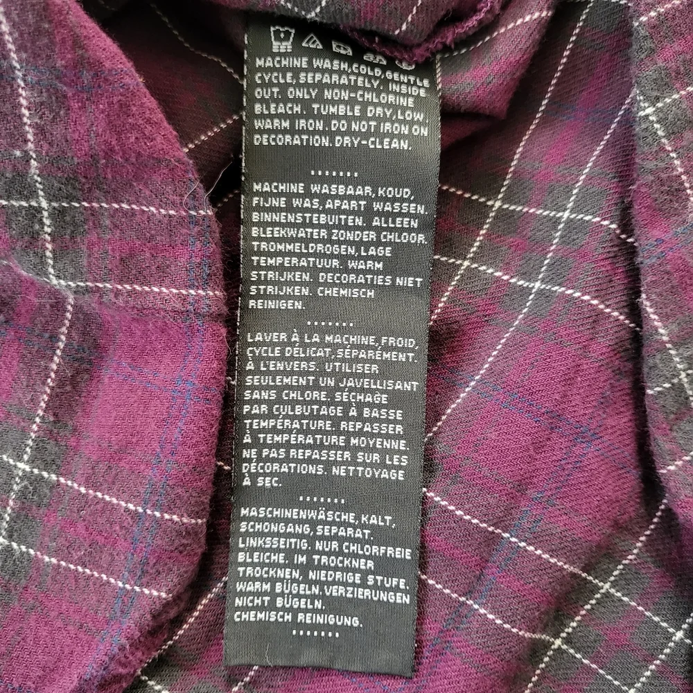 Harley-Davidson Women's Studded Pocket Flannel Shirt Magenta Plaid Size Medium - Picture 6 of 9